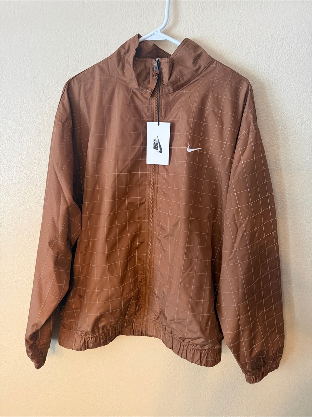 Nike Men’s Nikelab Flash Brown Grid Track Jacket with White Swoosh - CV0556-281